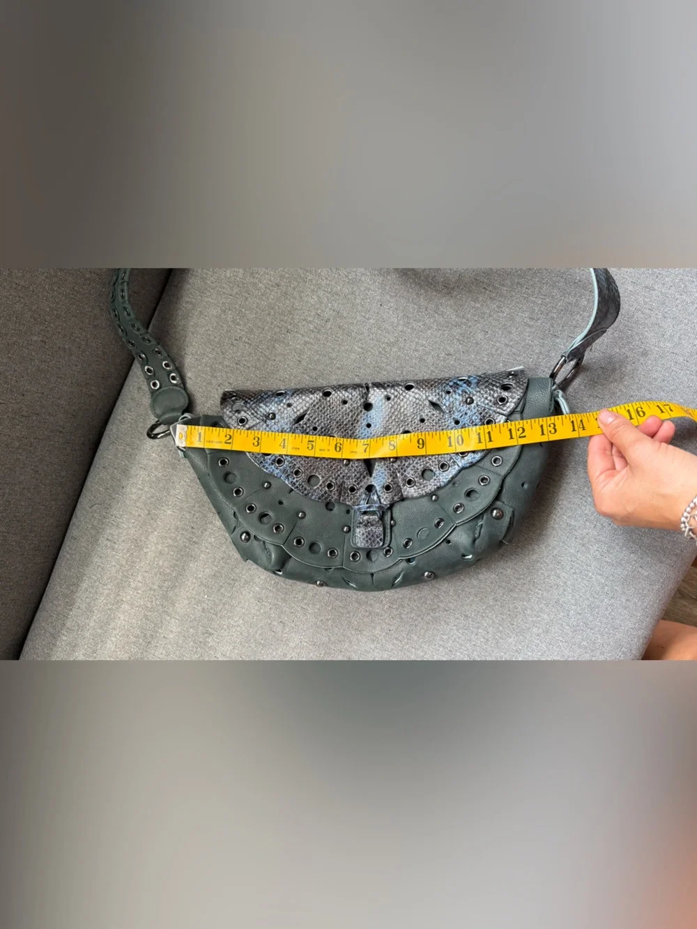 Jamin Puech Paris Rare Python Leather Perforated Artisan Shoulder Bag France
